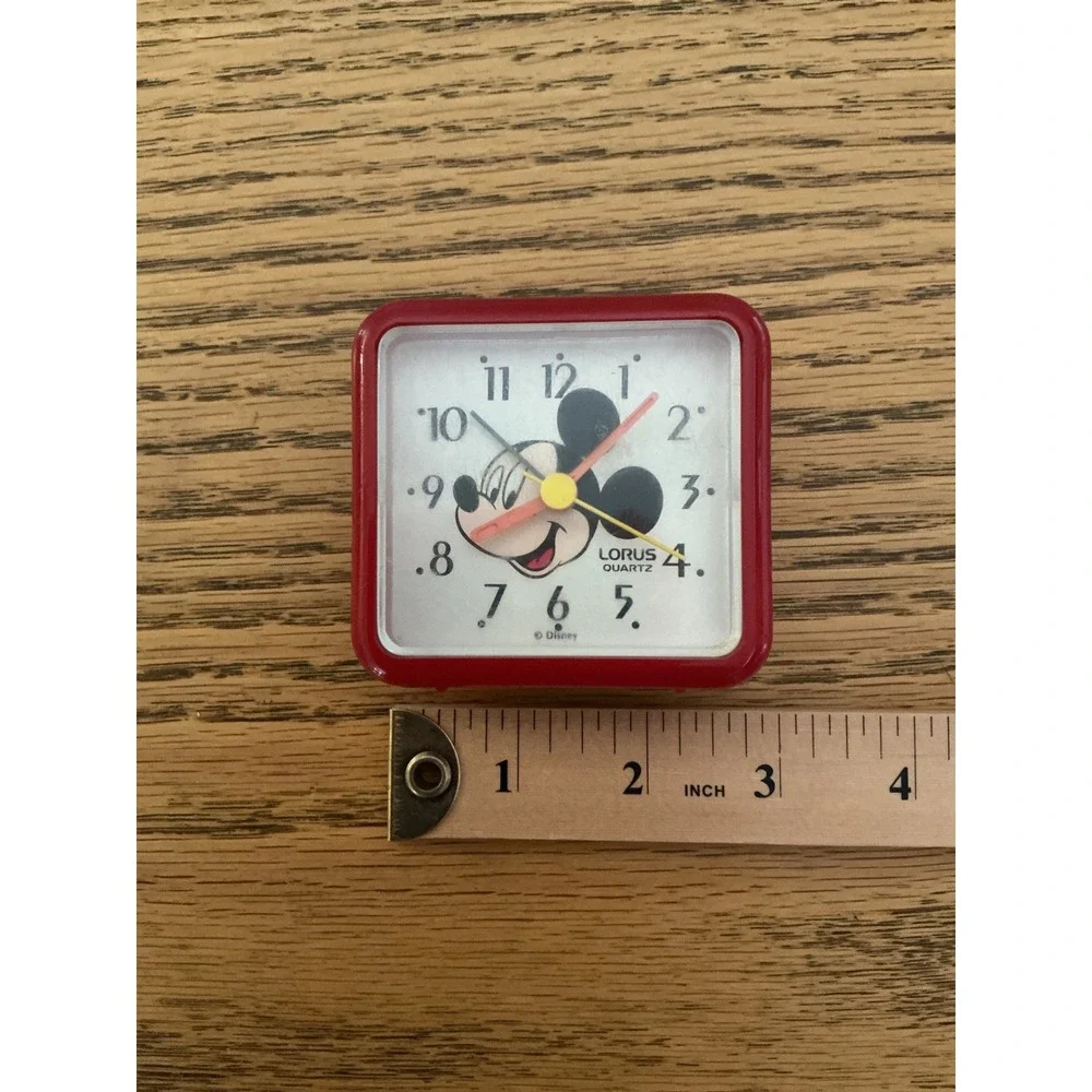 Lorus Quartz Mickey Mouse Travel Alarm Clock Red Square Vintage LHZ101F Disney